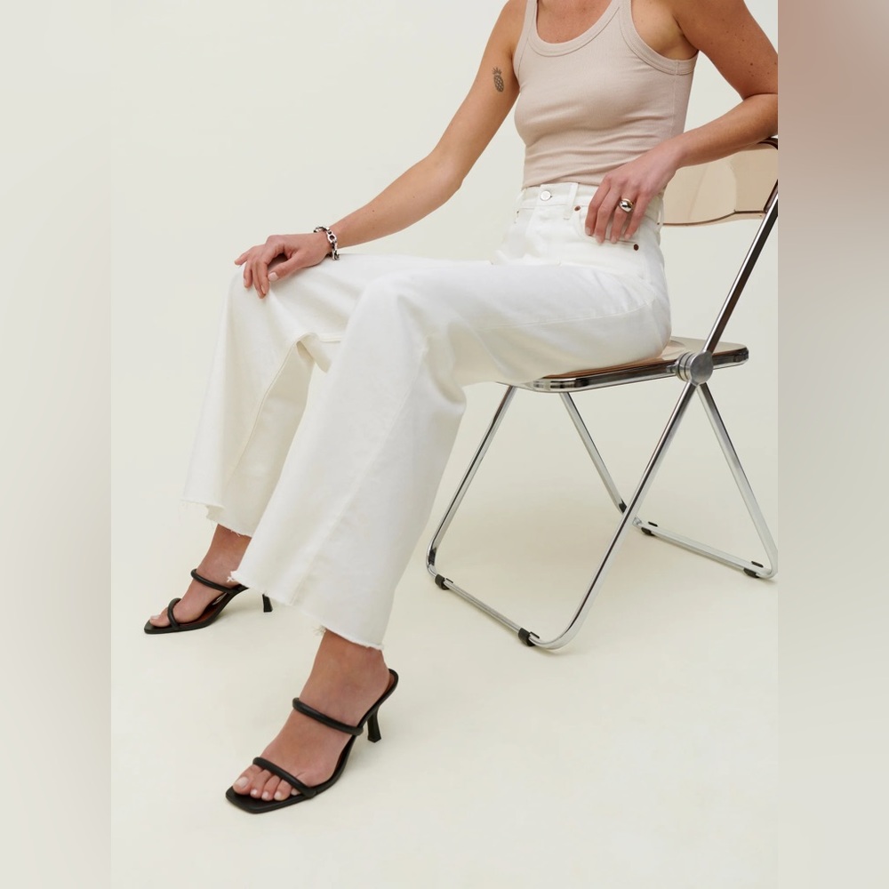 Reformation Pleated Reworked High Rise Wide Leg Jeans - Picture 3 of 7